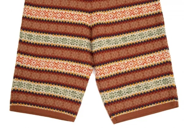 ジャンポールゴルチエ マイユJean Paul GAULTIER MAILLE フェアアイルボーダーニットショートパンツ モカオフ42 K-109652_004