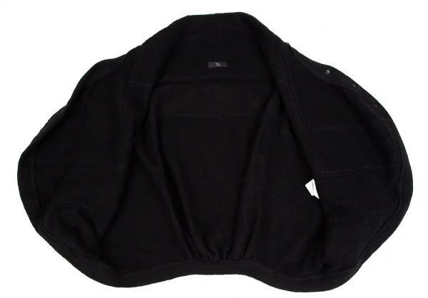 ワイズY's パッチワーク切替ニットポンチョカーディガン 黒2 K-109666_010