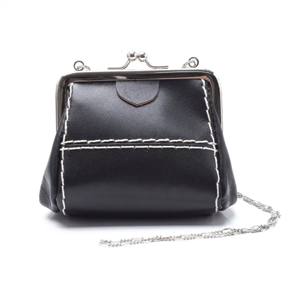 カヨ ナカムラ バイ ワイズKAYO NAKAMURA by Y's フィガロチェーンストラップレザーミニがま口ポーチ 黒 K-109674_001