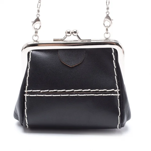 カヨ ナカムラ バイ ワイズKAYO NAKAMURA by Y's フィガロチェーンストラップレザーミニがま口ポーチ 黒 K-109674_003