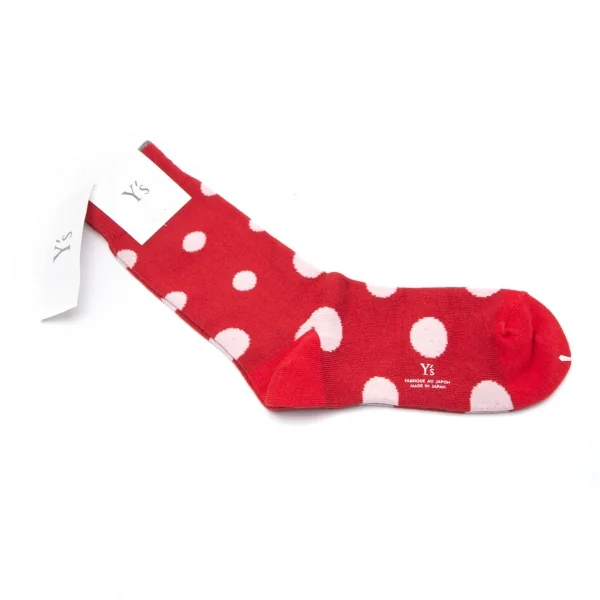 新品!ワイズY's ドットジャガードソックス 赤2(23cm～24.5cm位) K-109676_001