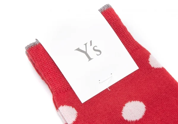 新品!ワイズY's ドットジャガードソックス 赤2(23cm～24.5cm位) K-109676_002