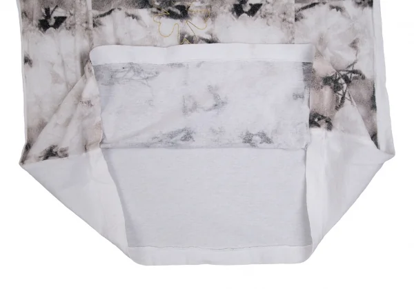 カバンドズッカCABANE de ZUCCA フローラルラメプリントTシャツ 白グレー他M K-109683_010