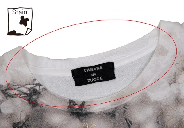 カバンドズッカCABANE de ZUCCA フローラルラメプリントTシャツ 白グレー他M K-109683_003