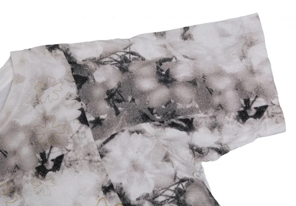 カバンドズッカCABANE de ZUCCA フローラルラメプリントTシャツ 白グレー他M K-109683_004