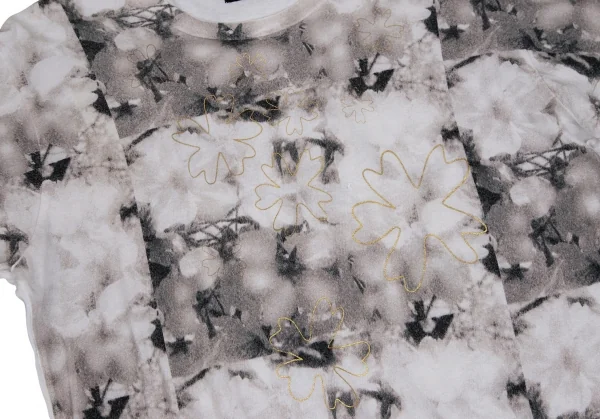 カバンドズッカCABANE de ZUCCA フローラルラメプリントTシャツ 白グレー他M K-109683_006