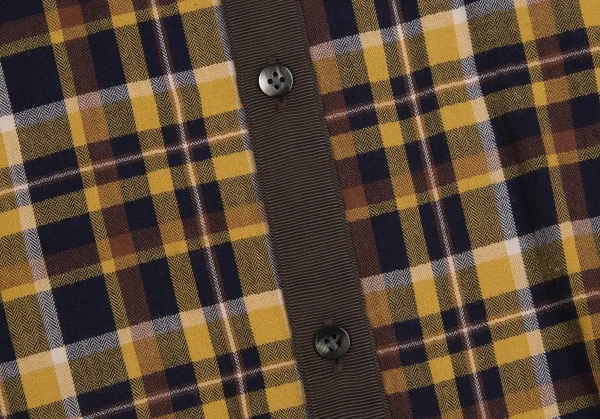 ランバンオンブルーLANVIN en Bleu コットン袖切替チェックシャツ 黄茶紺50 K-109685_012