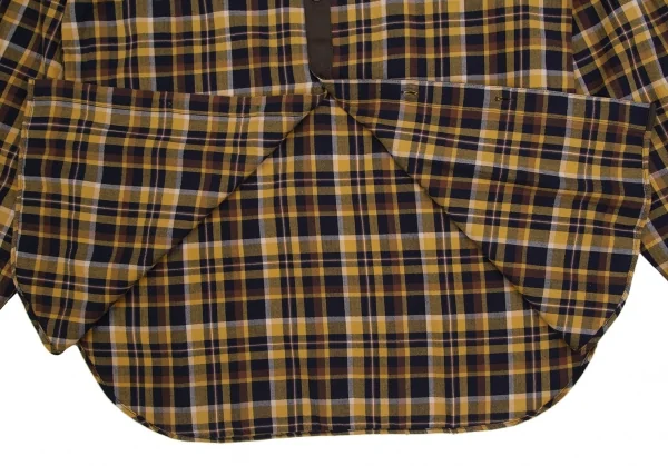 ランバンオンブルーLANVIN en Bleu コットン袖切替チェックシャツ 黄茶紺50 K-109685_013