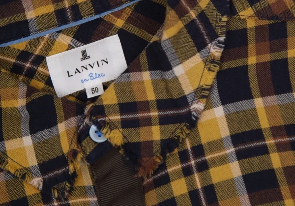 ランバンオンブルーLANVIN en Bleu コットン袖切替チェックシャツ 黄茶紺50 K-109685_004