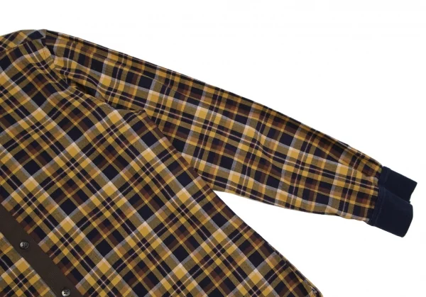 ランバンオンブルーLANVIN en Bleu コットン袖切替チェックシャツ 黄茶紺50 K-109685_006