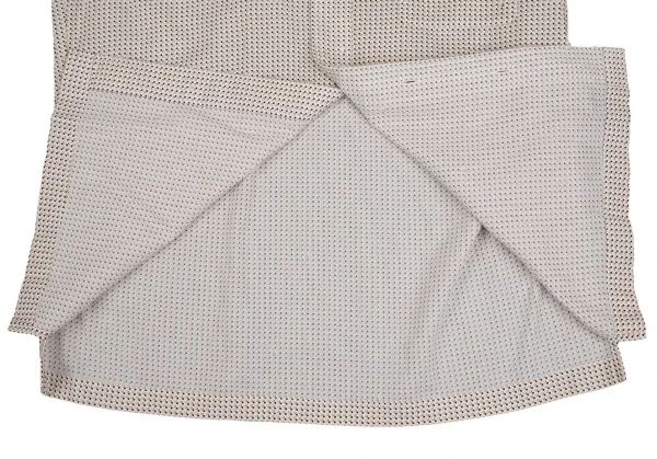 ランバンコレクションLANVIN collection コットン柄織りボタンダウン半袖シャツ ライトベージュ茶M K-109686_010