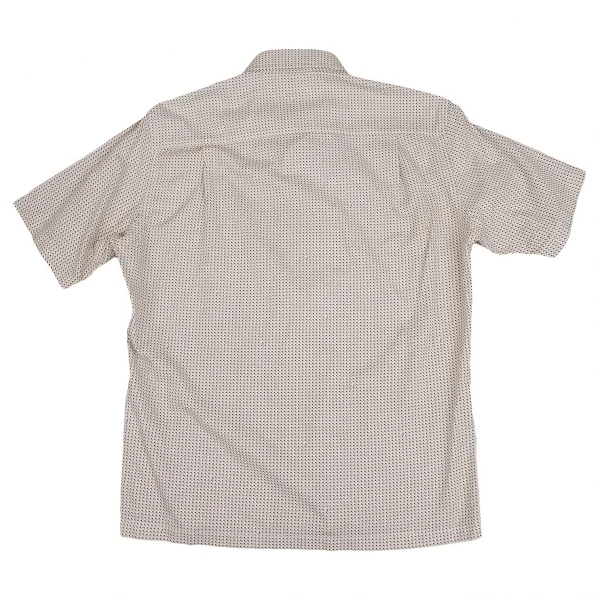 ランバンコレクションLANVIN collection コットン柄織りボタンダウン半袖シャツ ライトベージュ茶M K-109686_011