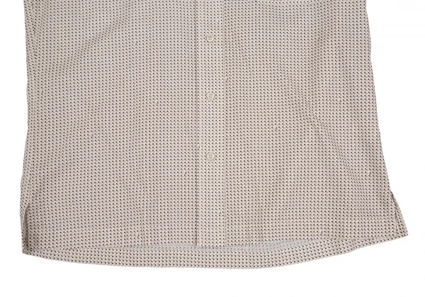 ランバンコレクションLANVIN collection コットン柄織りボタンダウン半袖シャツ ライトベージュ茶M K-109686_008