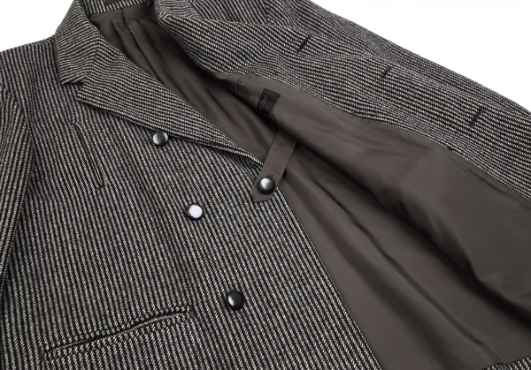 コムデギャルソン オムCOMME des GARCONS HOMME ウールストライプ織りダブルジャケット 黒茶他M K-109698_011