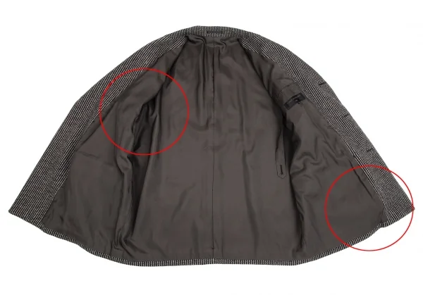 コムデギャルソン オムCOMME des GARCONS HOMME ウールストライプ織りダブルジャケット 黒茶他M K-109698_012