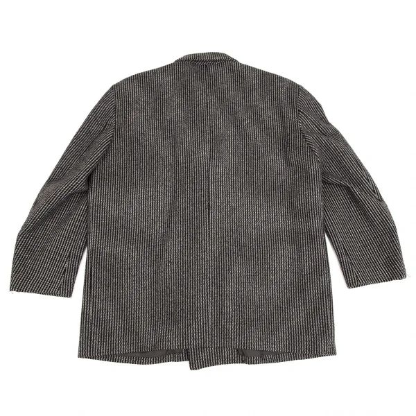 コムデギャルソン オムCOMME des GARCONS HOMME ウールストライプ織りダブルジャケット 黒茶他M K-109698_015