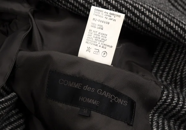 コムデギャルソン オムCOMME des GARCONS HOMME ウールストライプ織りダブルジャケット 黒茶他M K-109698_018