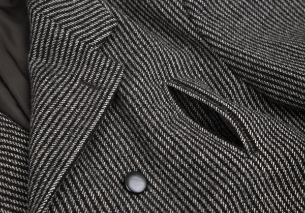 コムデギャルソン オムCOMME des GARCONS HOMME ウールストライプ織りダブルジャケット 黒茶他M K-109698_004