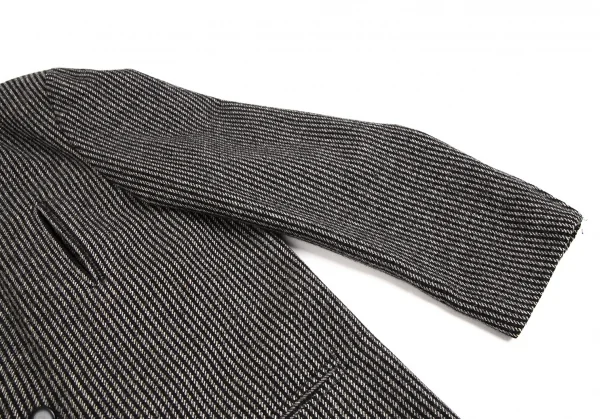 コムデギャルソン オムCOMME des GARCONS HOMME ウールストライプ織りダブルジャケット 黒茶他M K-109698_006