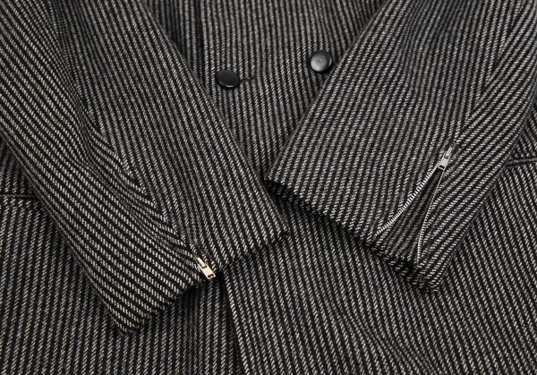 コムデギャルソン オムCOMME des GARCONS HOMME ウールストライプ織りダブルジャケット 黒茶他M K-109698_007