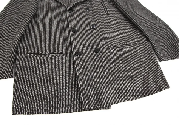 コムデギャルソン オムCOMME des GARCONS HOMME ウールストライプ織りダブルジャケット 黒茶他M K-109698_009
