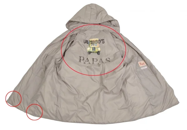 パパスPapas トラックプリントフーテッドリバーシブルダウンジャケット ベージュM K-109717_013