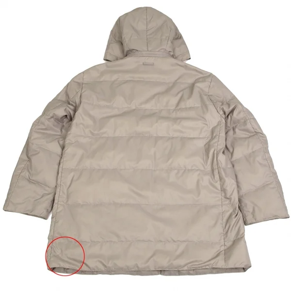 パパスPapas トラックプリントフーテッドリバーシブルダウンジャケット ベージュM K-109717_015
