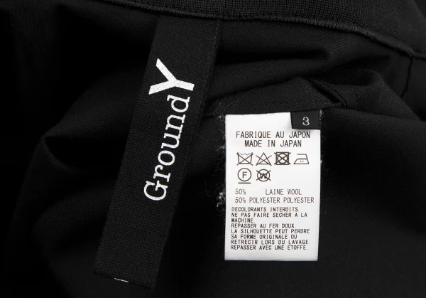グラウンド ワイGround Y ウールポリギャバロングジップシャツコート 黒3 K-109722_013