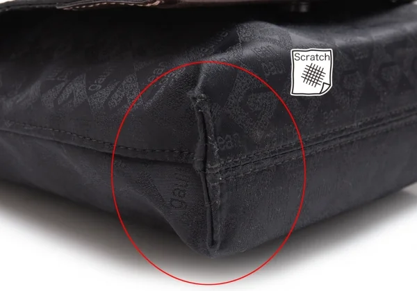 ジャンポールゴルチエJean Paul GAULTIER メタルプレートジャガードショルダーバッグ 黒茶 K-109741_011