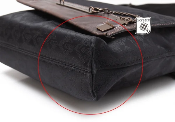 ジャンポールゴルチエJean Paul GAULTIER メタルプレートジャガードショルダーバッグ 黒茶 K-109741_012