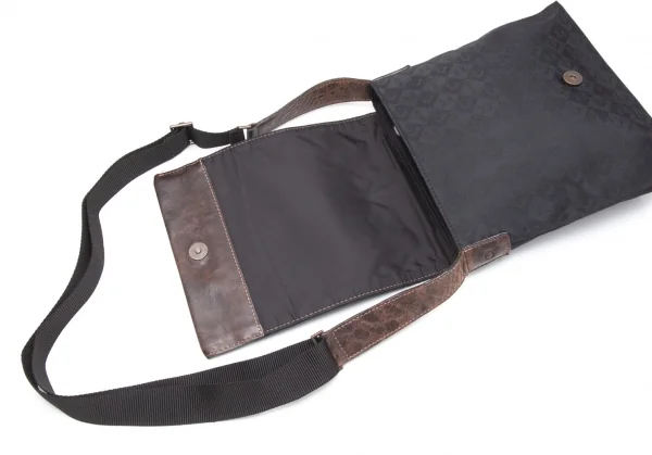 ジャンポールゴルチエJean Paul GAULTIER メタルプレートジャガードショルダーバッグ 黒茶 K-109741_016