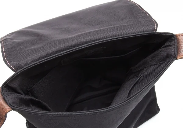 ジャンポールゴルチエJean Paul GAULTIER メタルプレートジャガードショルダーバッグ 黒茶 K-109741_017