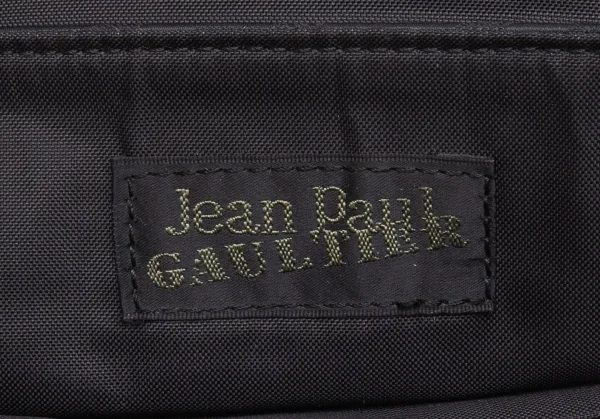 ジャンポールゴルチエJean Paul GAULTIER メタルプレートジャガードショルダーバッグ 黒茶 K-109741_019