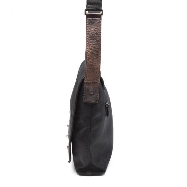 ジャンポールゴルチエJean Paul GAULTIER メタルプレートジャガードショルダーバッグ 黒茶 K-109741_005