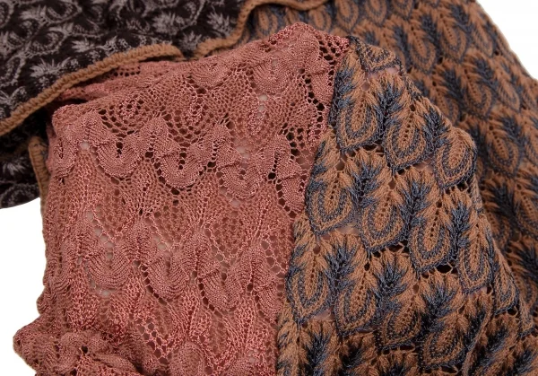 ミッソーニMISSONI ジャガードニットラップスカートワンピース 茶マルチS位 K-109749_012