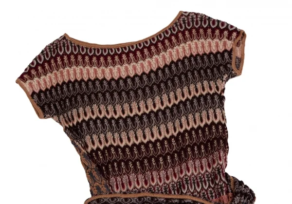 ミッソーニMISSONI ジャガードニットラップスカートワンピース 茶マルチS位 K-109749_003