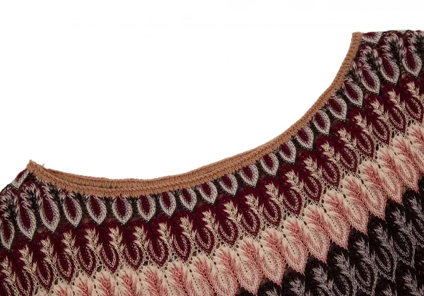 ミッソーニMISSONI ジャガードニットラップスカートワンピース 茶マルチS位 K-109749_004