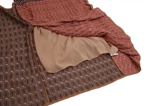 ミッソーニMISSONI ジャガードニットラップスカートワンピース 茶マルチS位 K-109749_009
