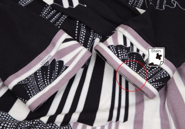 レオナールLEONARD プリントカシュクールトップス 黒紫オフ38 K-109751_012