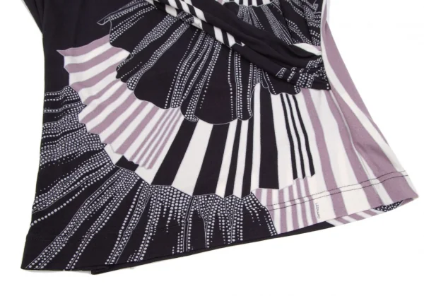 レオナールLEONARD プリントカシュクールトップス 黒紫オフ38 K-109751_014