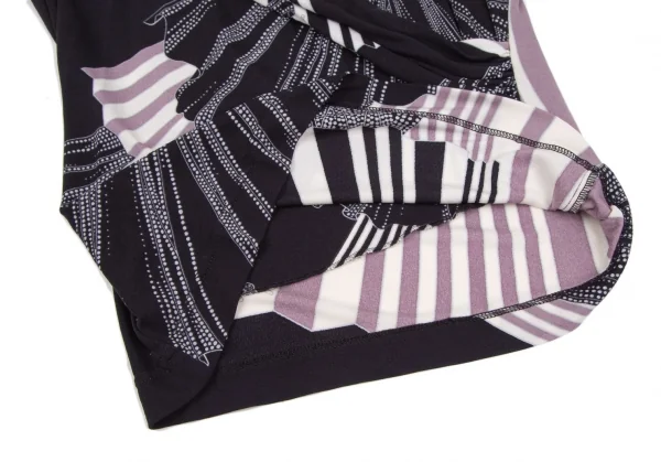 レオナールLEONARD プリントカシュクールトップス 黒紫オフ38 K-109751_015