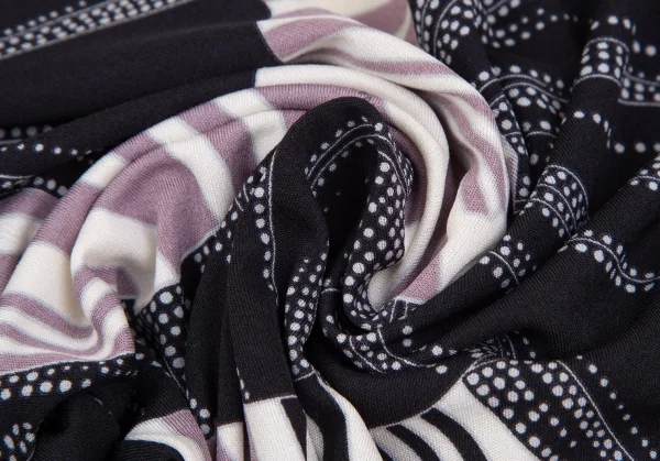 レオナールLEONARD プリントカシュクールトップス 黒紫オフ38 K-109751_019