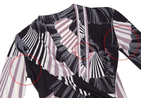 レオナールLEONARD プリントカシュクールトップス 黒紫オフ38 K-109751_003