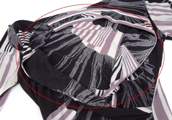 レオナールLEONARD プリントカシュクールトップス 黒紫オフ38 K-109751_008