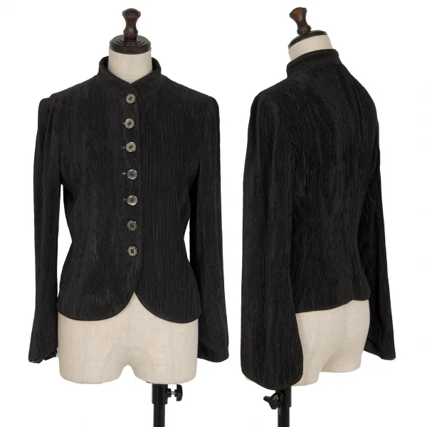 タグ ジョルジオ アルマーニGIORGIO ARMANI プリーツスタンドカラージャケット 黒38 K-109752_001