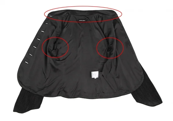 タグ ジョルジオ アルマーニGIORGIO ARMANI プリーツスタンドカラージャケット 黒38 K-109752_011