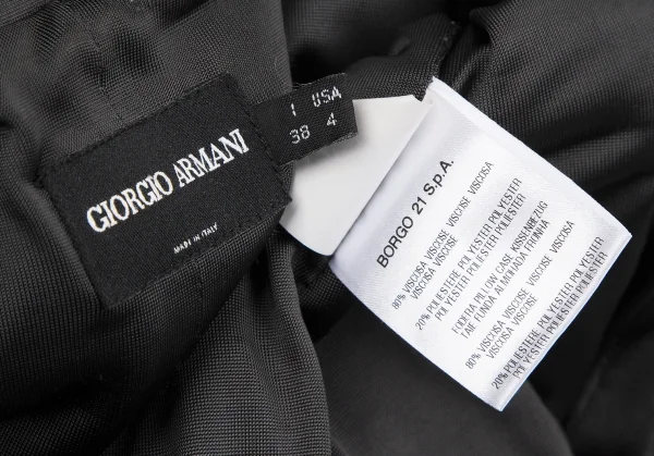 タグ ジョルジオ アルマーニGIORGIO ARMANI プリーツスタンドカラージャケット 黒38 K-109752_019