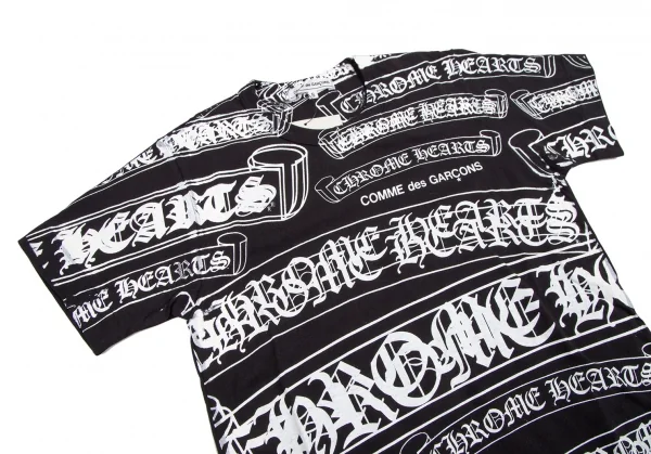 新品!コムデギャルソン×クロムハーツCOMME des GARCONS×CHROME HEARTS スクロールロゴプリントプリントTシャツ 黒S K-109785_002