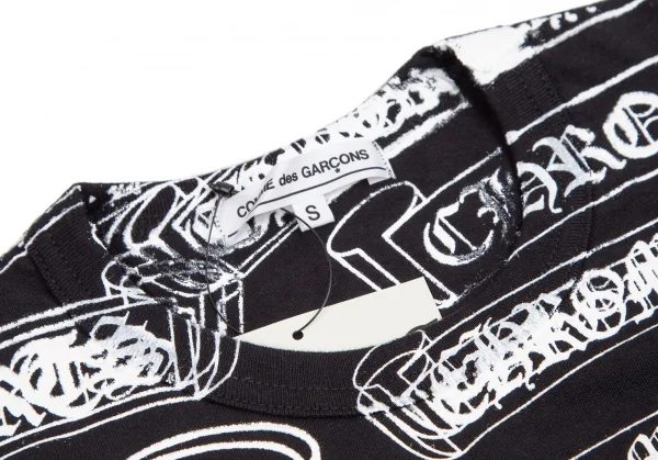新品!コムデギャルソン×クロムハーツCOMME des GARCONS×CHROME HEARTS スクロールロゴプリントプリントTシャツ 黒S K-109785_003