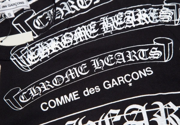 新品!コムデギャルソン×クロムハーツCOMME des GARCONS×CHROME HEARTS スクロールロゴプリントプリントTシャツ 黒S K-109785_004
